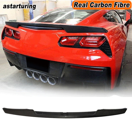 for Chevrolet for Corvette C7 2014-2019 REAL CARBON Rear Trunk Wing Boot Spoiler Lip