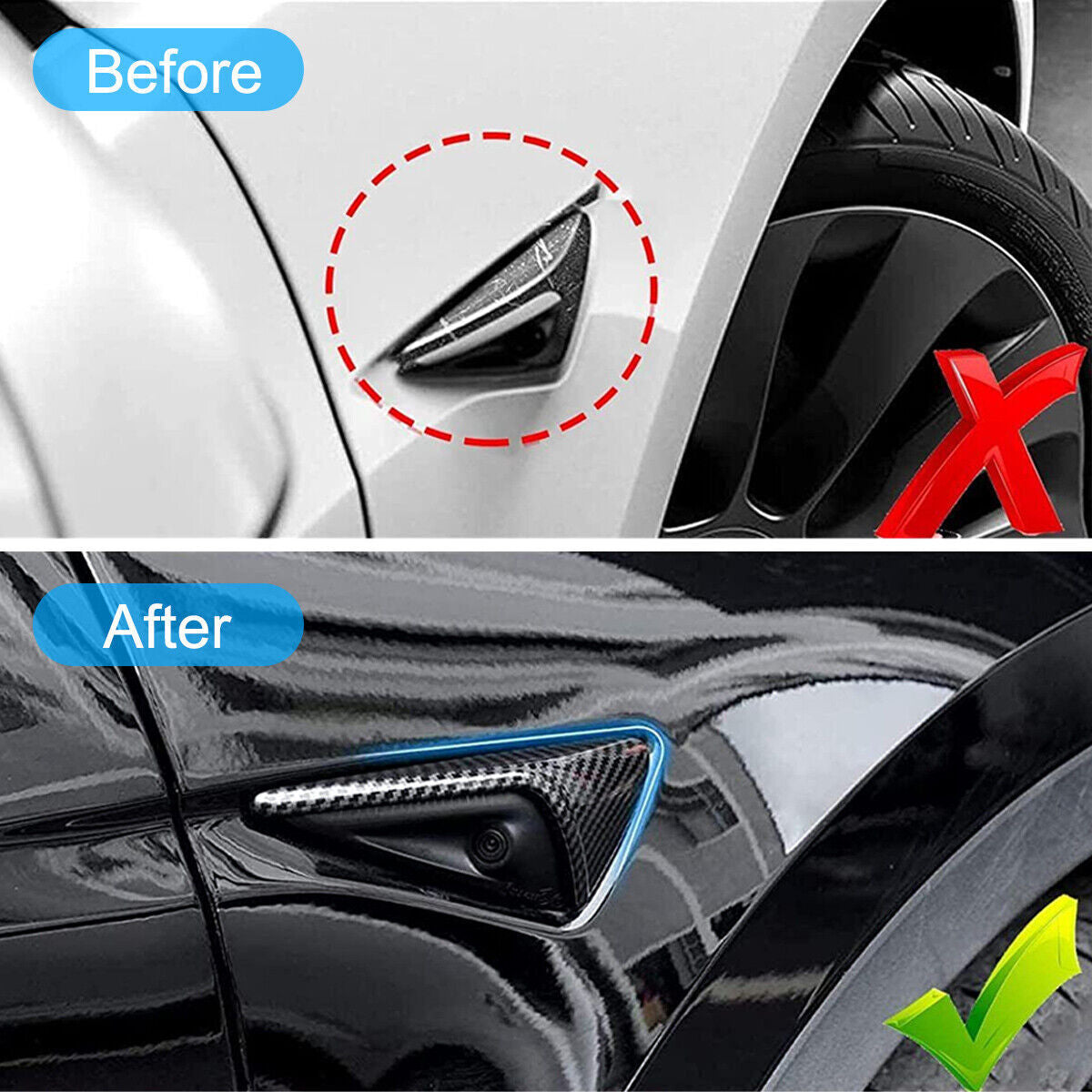 2-Piece Carbon Fiber Side Camera Vent Cover for Model 3 SXY Accessories n