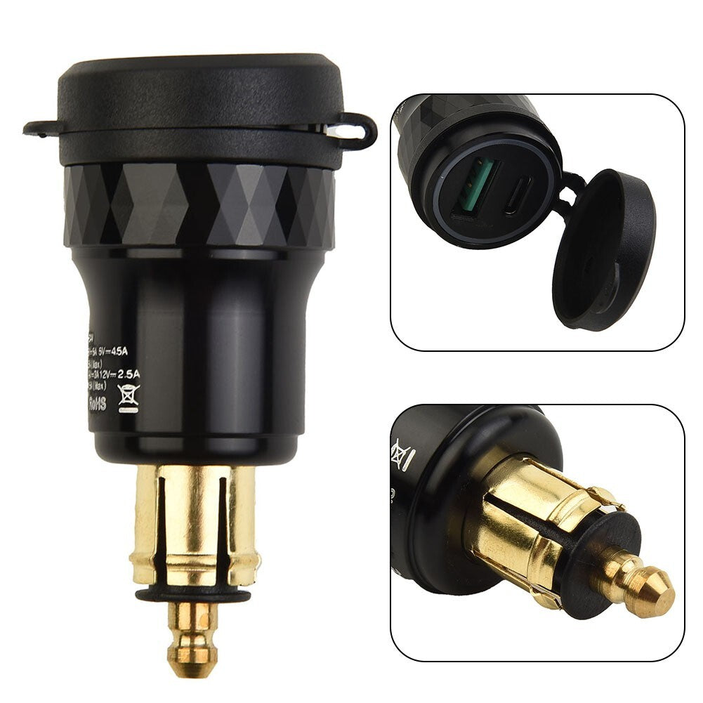 Dual USB charger, fast charger, power DIN socket adapter for motorcycles
