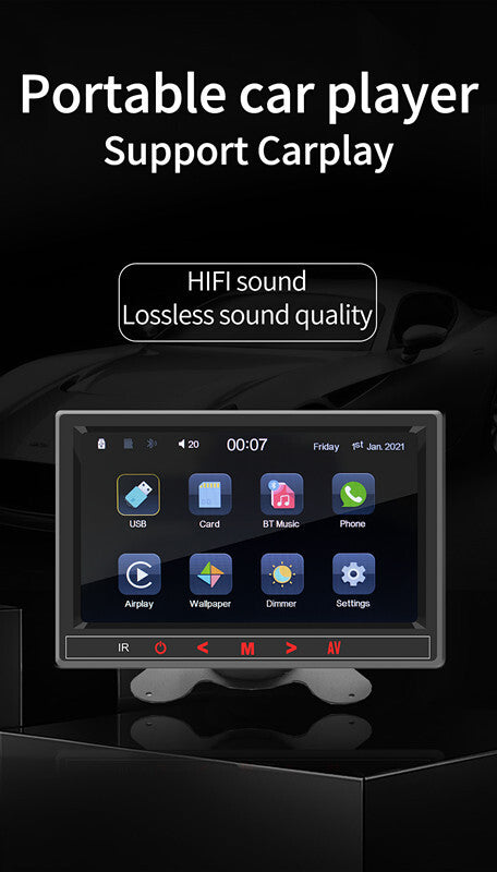 7in Car Stereo Monitor Touch Screen FM Bluetooth For Apple Carplay Android Auto Q