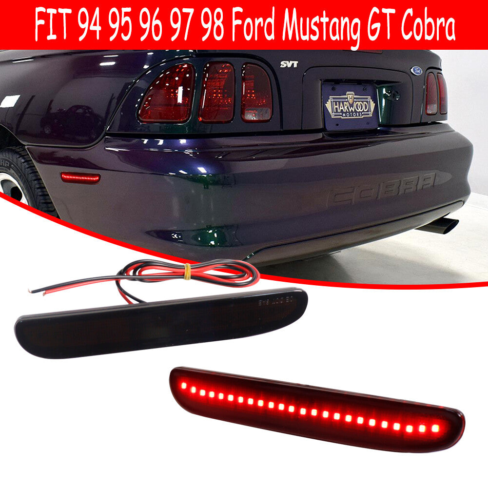 2 Pack/Set Smoked Rear LED Side Marker Lights for 94 95 96 97 98 for Mustang - v