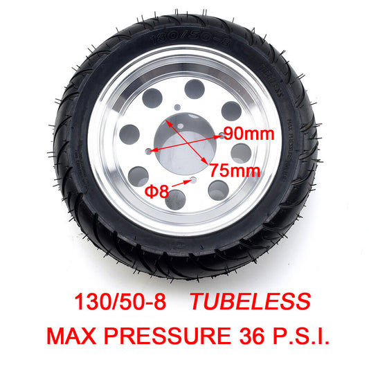130/50-8 rear wheel Tubeless Tyres vacuum  rim for Honda Monkey Z50R pit bike