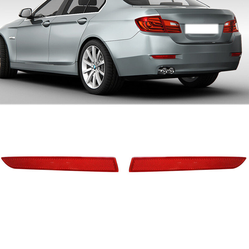 Pair for BMW 5 Series F10 F18 Sedan 2014-2017 Brake Light Rear Bumper Reflector