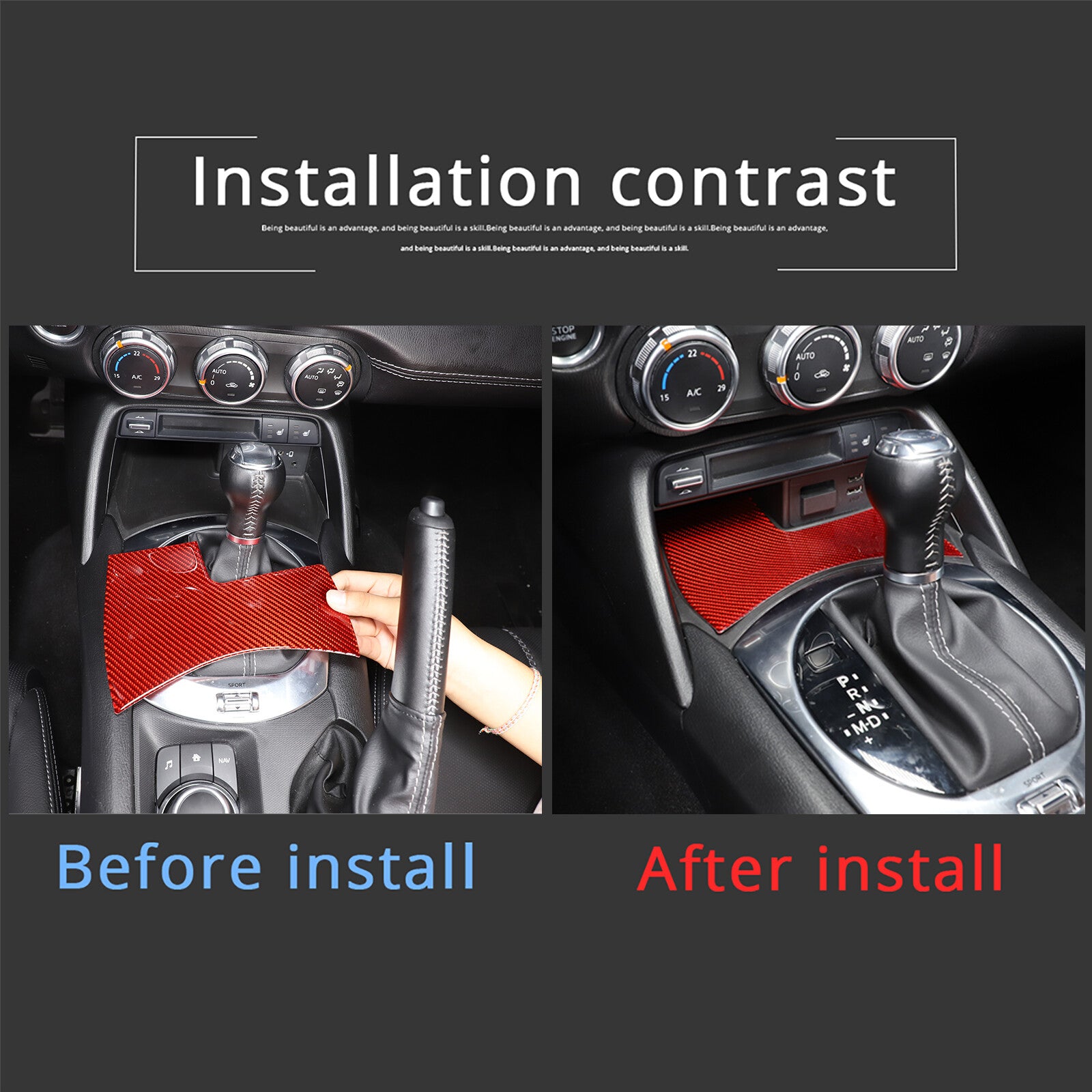 Red carbon fiber center console storage compartment slot for Mazda MX-5 2016-2023 n