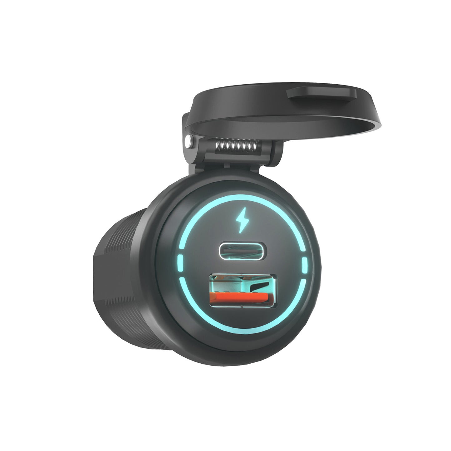 Dual USB Type C Fast Charger Socket Power Outlet Adapter for Car Boat Motorcycle