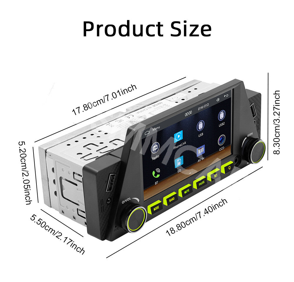 4.7in 1Din Car Radio Stereo MP5 Player Bluetooth For Apple Caplay Android Auto