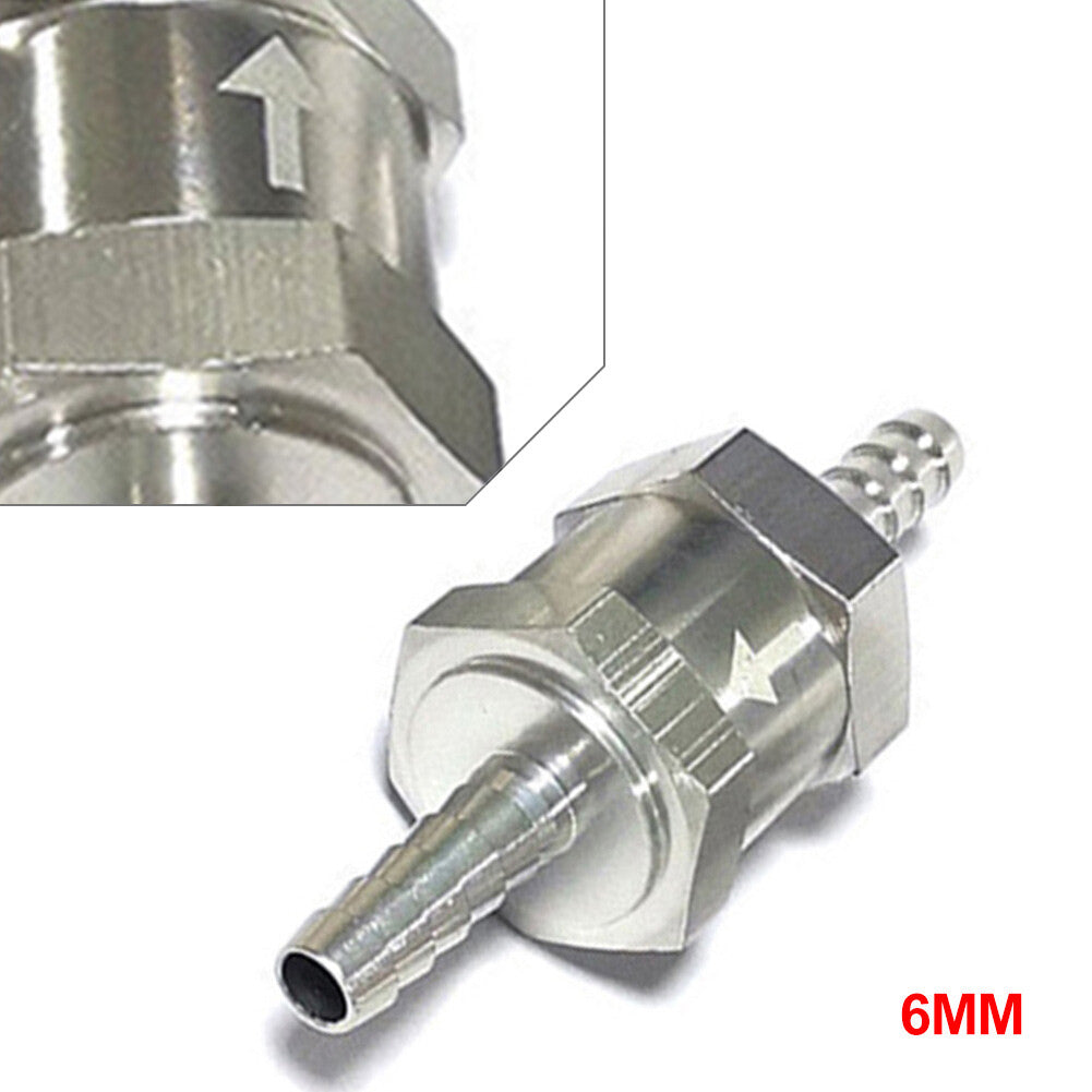 For Gas or Diesel fuel 6mm Silver 1x One way Check valve Non Return Inline