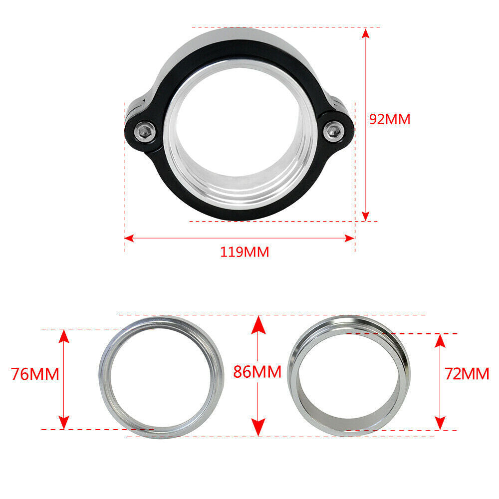 376mm Aluminum Quick Release V-Band Clamp Kit for Intake Intercooler Pipe Blk