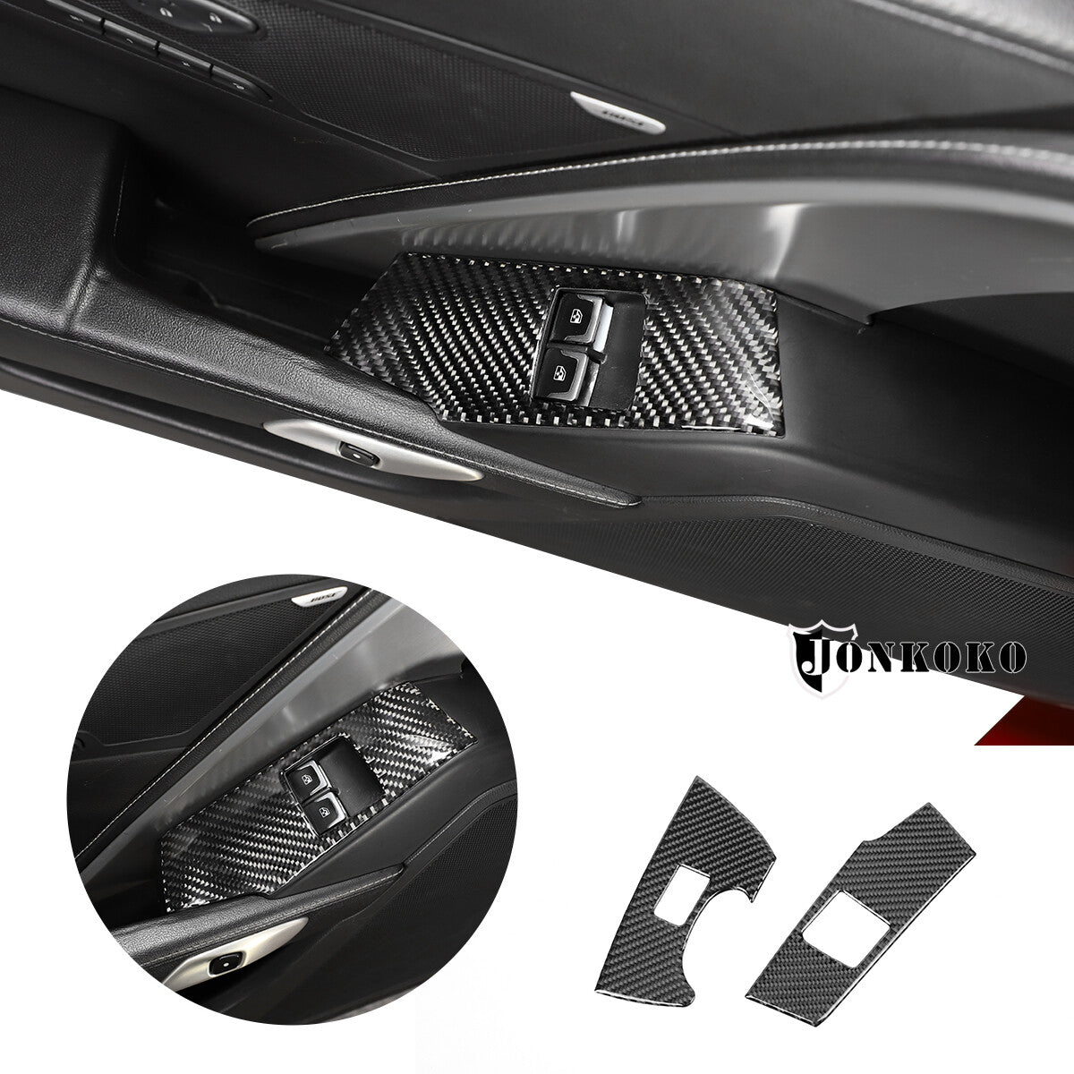 Red genuine carbon fiber armrest side panel sticker for Corvette C7 2014-2019