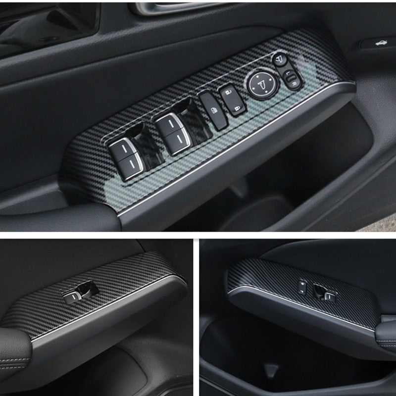 Carbon Fiber Interior Window Switch Panel Cover Trim for Honda for Civic 2022 2023 v