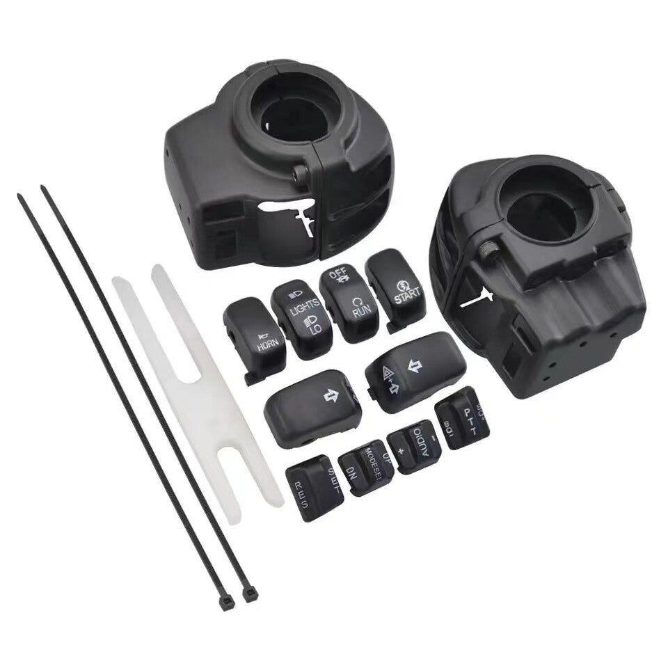 Black switch housing protective cover and 10 handheld control button covers for Harley 1996 - 2013 - n