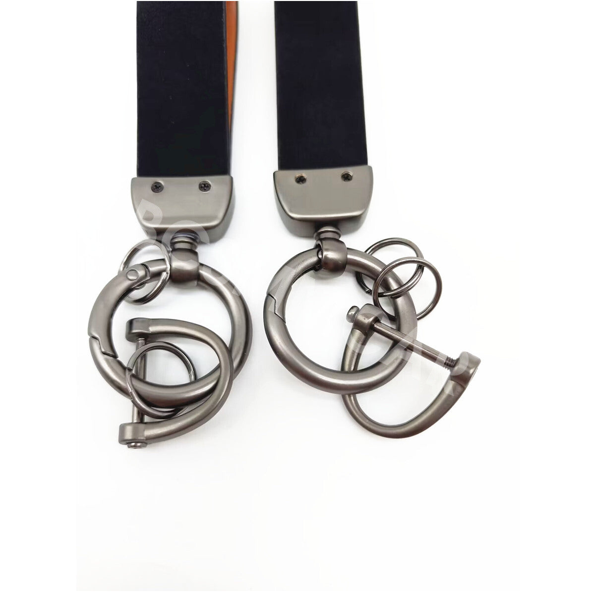 2Pcs Car Key Chain Keychain Key Fob Ring Metal Leather Car Trim Accessories