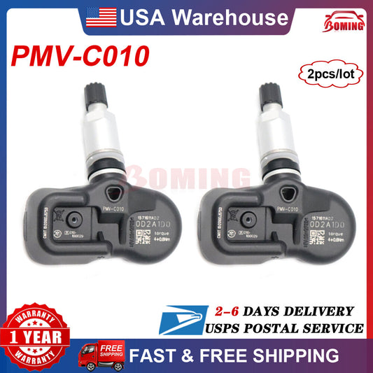 2-pack of new tire pressure sensors TPMS 42607-06020 PMV-C010 for Toyota Rav4 and for Lexus in the USA.