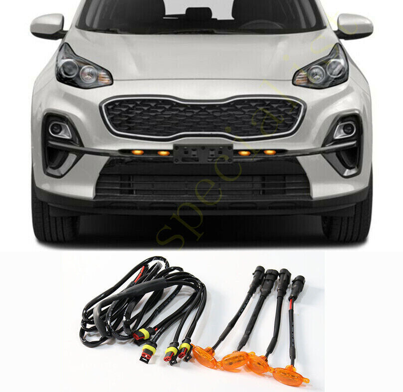 for Kia Sportage 2017-2021 Car Front Grille LED Amber Light Style 4Pcs Q