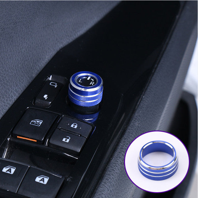Alloy Blue Rearview Mirror Adjust Knobs Ring Cover for Corolla 2019-2024 v