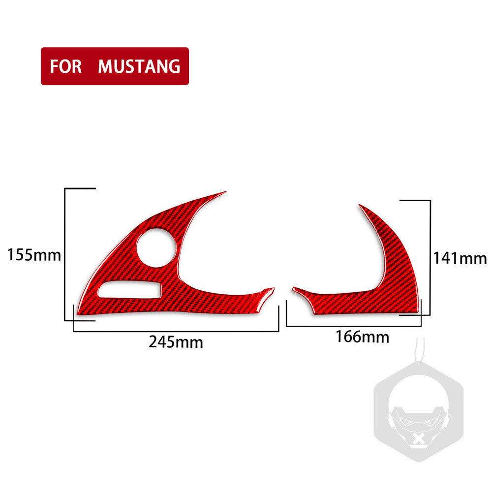 2¡ÁRed Carbon Fiber Interior Dashboard Panel Cover Fit for Ford for Mustang 1996-2003