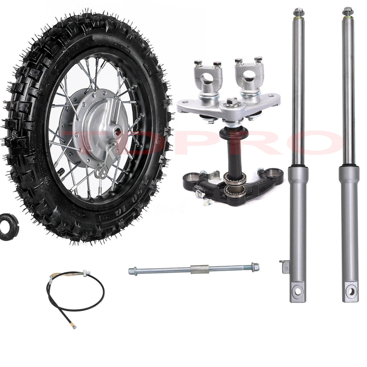 2.50-10 Front Wheel Tyre +Front Fork Triple Kit for CRF50 PW50 Pit Pro Dirt Bike