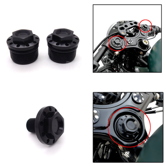 CNC Anodized Fork Tube Cap Bolt W/ Steering Stem Bolt for Harley FXR FXD 883 Q