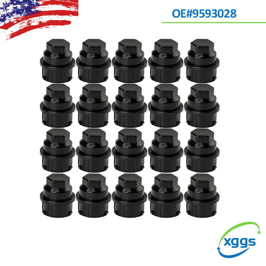 20-piece set 9593028 for Buick , for Chevrolet , for GMC , and for Pontiac black wheel nut cover replacement parts. Q