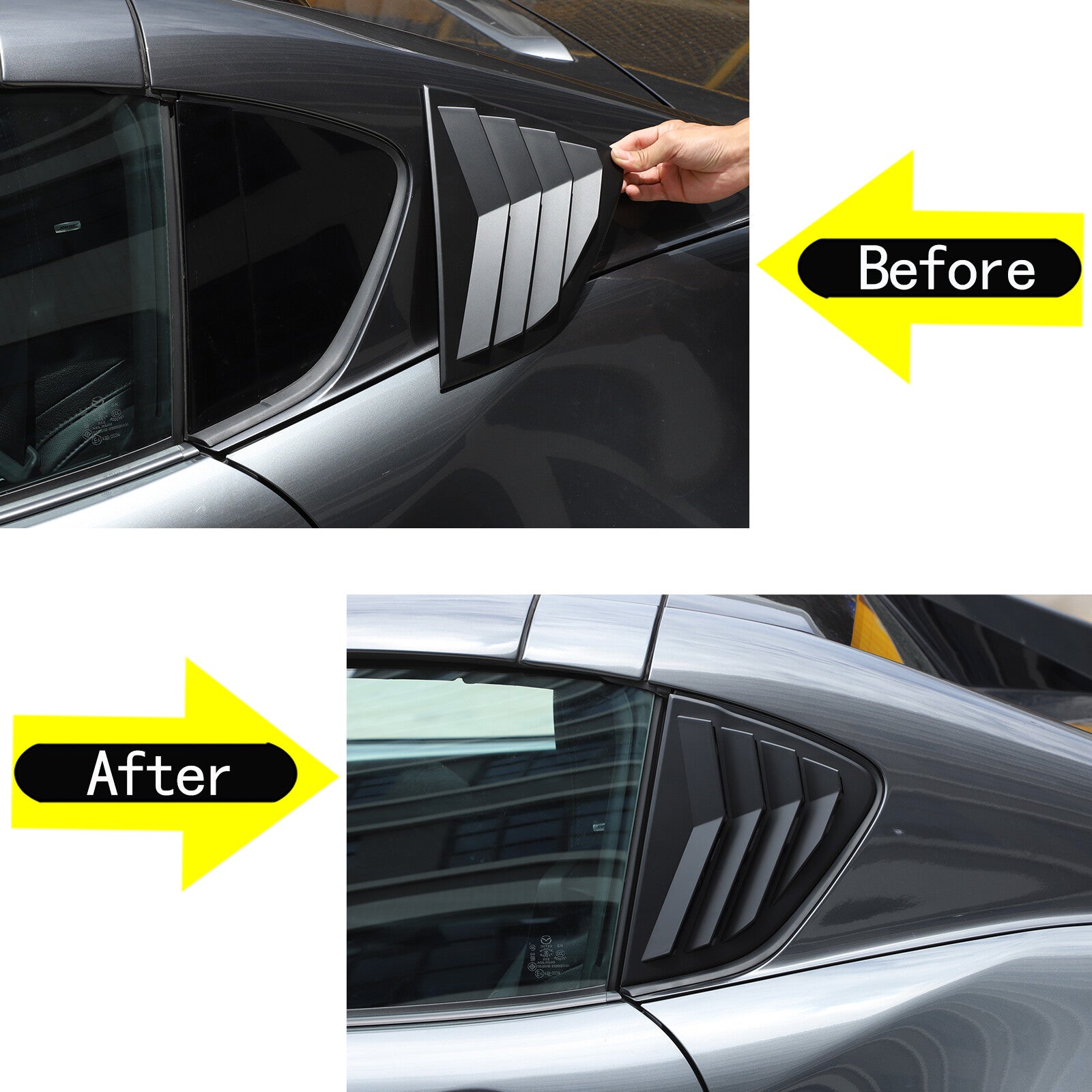 Matte black side window shutter cover trim for Mazda MX-5 Miata 2016-2023 n