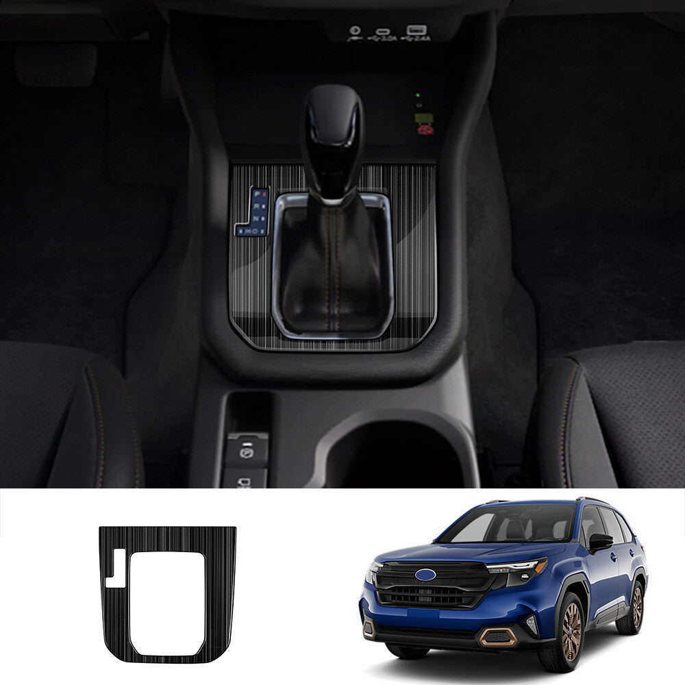 Black Titanium Steel Gear Shift Panel Cover Trim for Subaru Forester 2025+