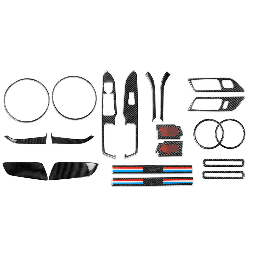 20Pcs Carbon Fiber Interior Door Panel Full Set Trim Kit for Ford for Mustang 2015+