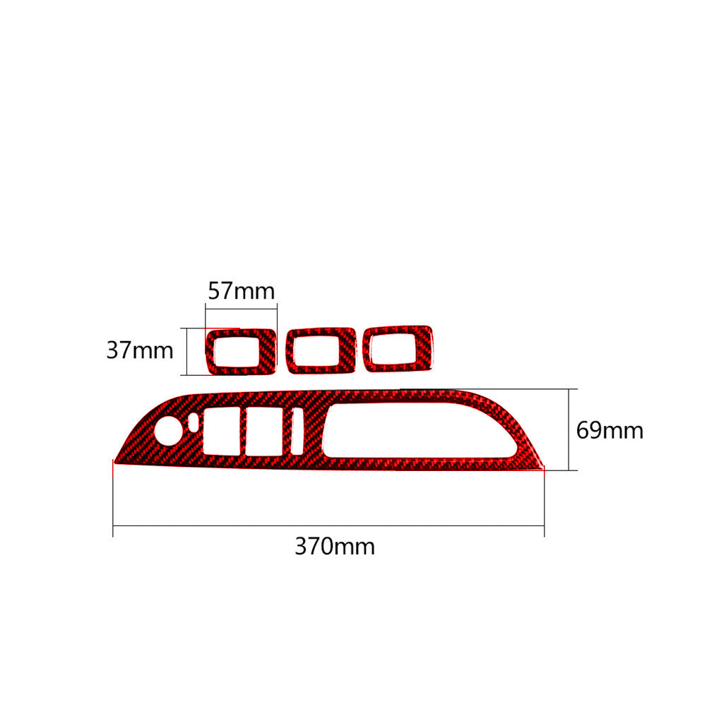 Red For Tacoma 2016-2022 Carbon Fiber Interior Rear Door Panel Cover Trim v