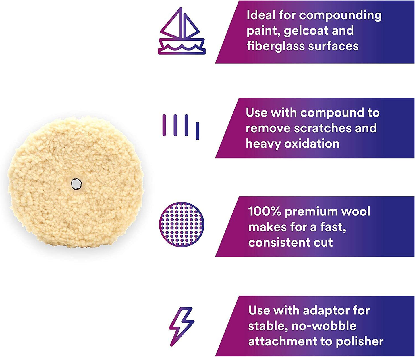 Heavy Duty Cutting Wool Pad Double-Sided Cutting Polishing Pad 5/8-11