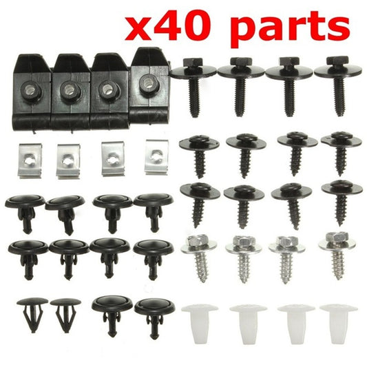 40Pcs Fastener For Car Engine Undertray Cover Clips Bottom Shield Guard Screws