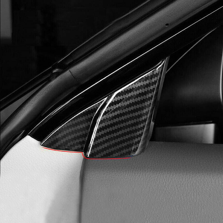 2P Carbon Fiber Interior Front Triangle Pillar Cover Trim for Toyota for Camry 18-20