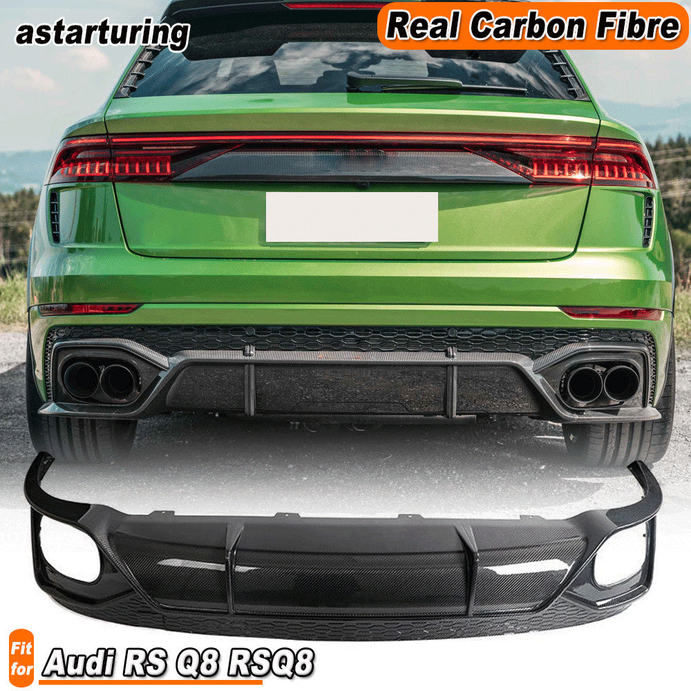 Fit for Audi RS Q8 RSQ8 2021-2023 Real Carbon Rear Bumper Diffuser Lip Spoiler