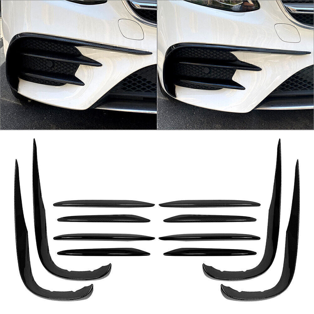for Benz E-Class W213 Front Bumper Lip Splitter Spoiler+Fog Light Cover Trim