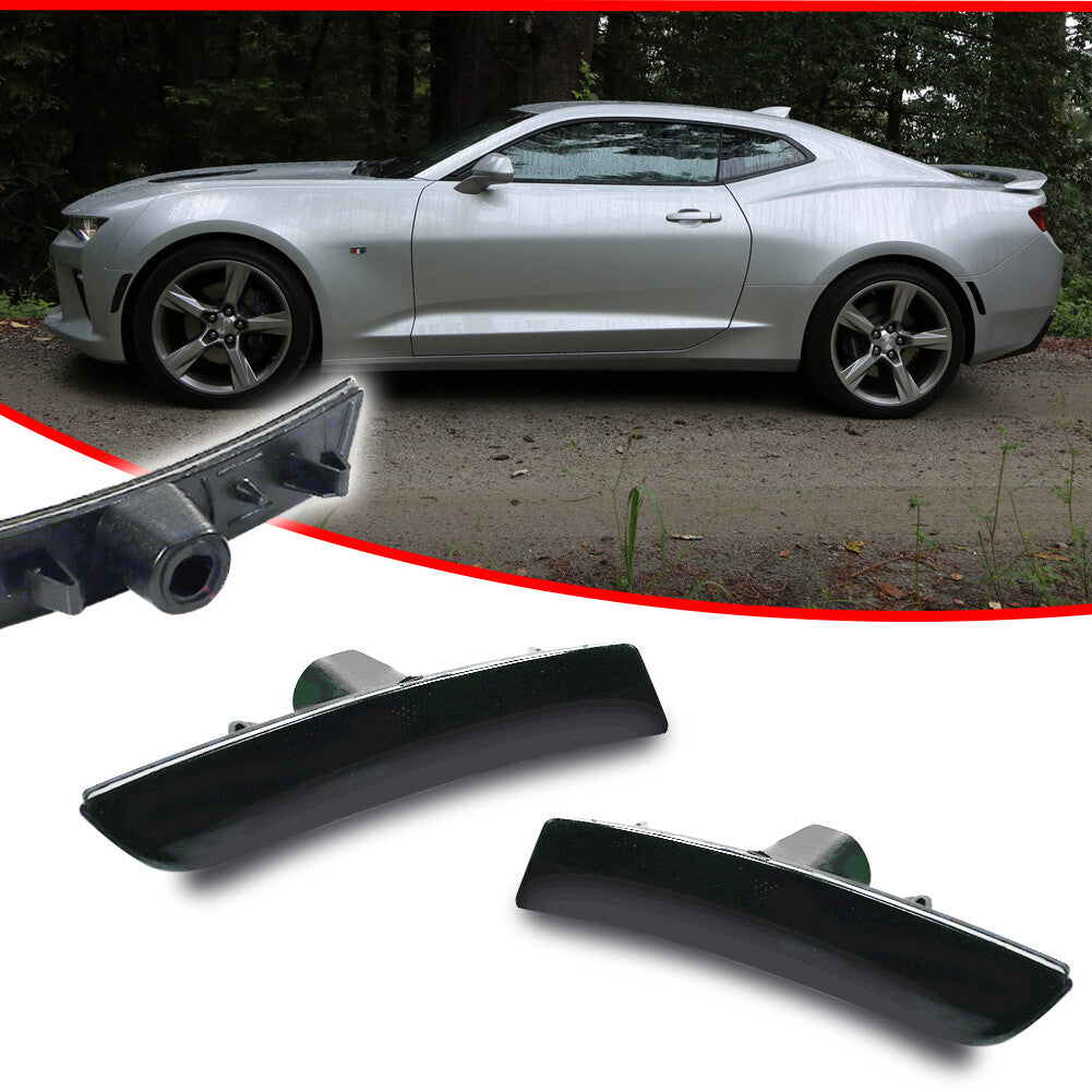 for Camaro 2016 - 2023 Smoked Lens Front Side Marker Light Cover, 2 pcs - v