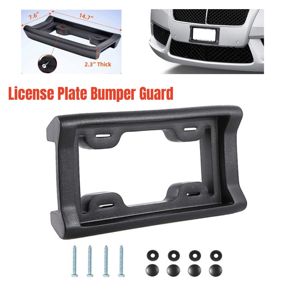 License plate bumper protector with screws and 2.3-inch thick protective rubber kit - n