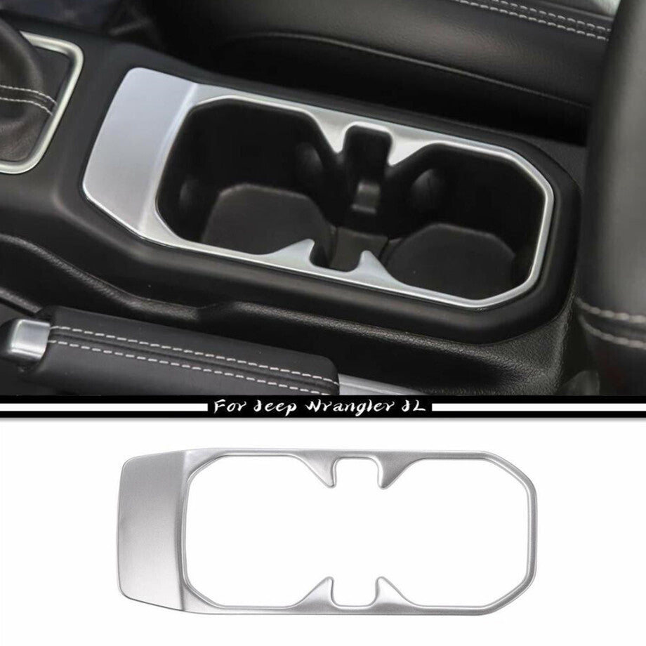 For 2018-2023 for Jeep for Wrangler JL Silver Interior Front Water Cup Holder Trim Cover v