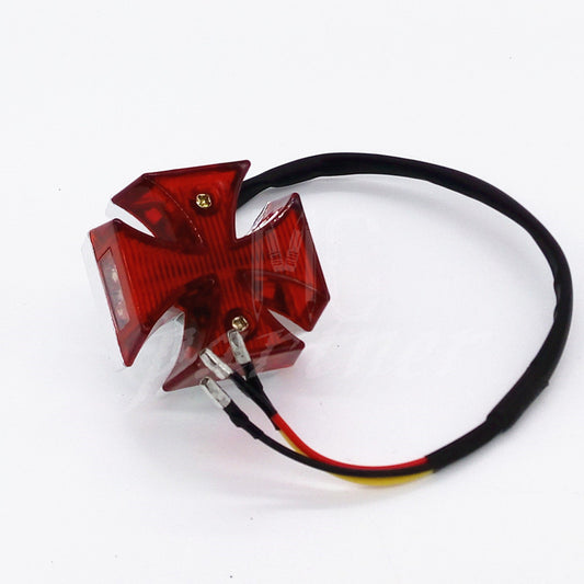 Universal Chrome Motorcycle for Mini MALTESE CROSS LED Tail Brake Rear Light Q