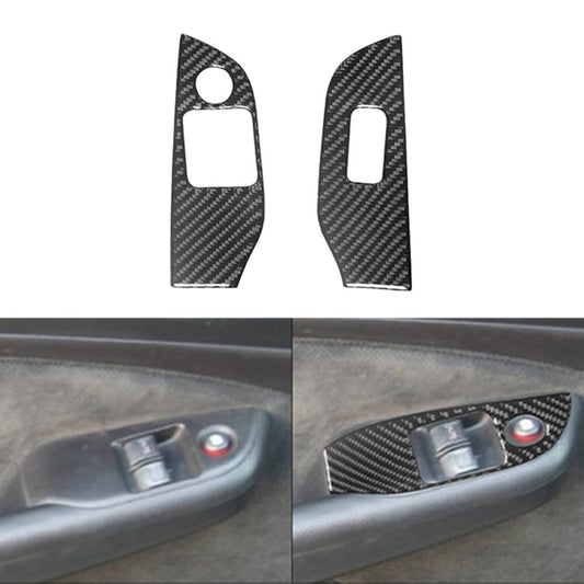 2X Carbon Fiber Interior Window Control Cover Trim for Honda for Civic 2-Door 03-05
