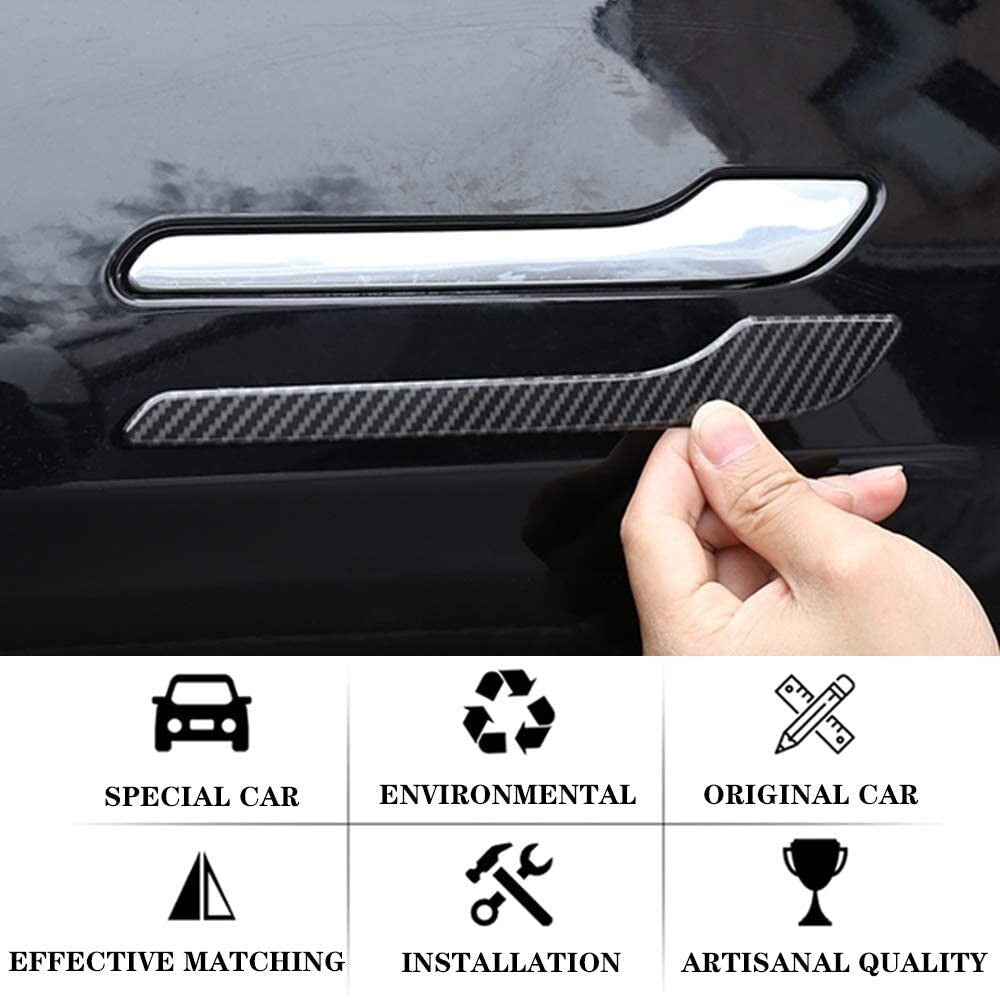 4-Piece Carbon Fiber Door Handle Cover Stickers/Decals for Model 3 Y Accessories - n