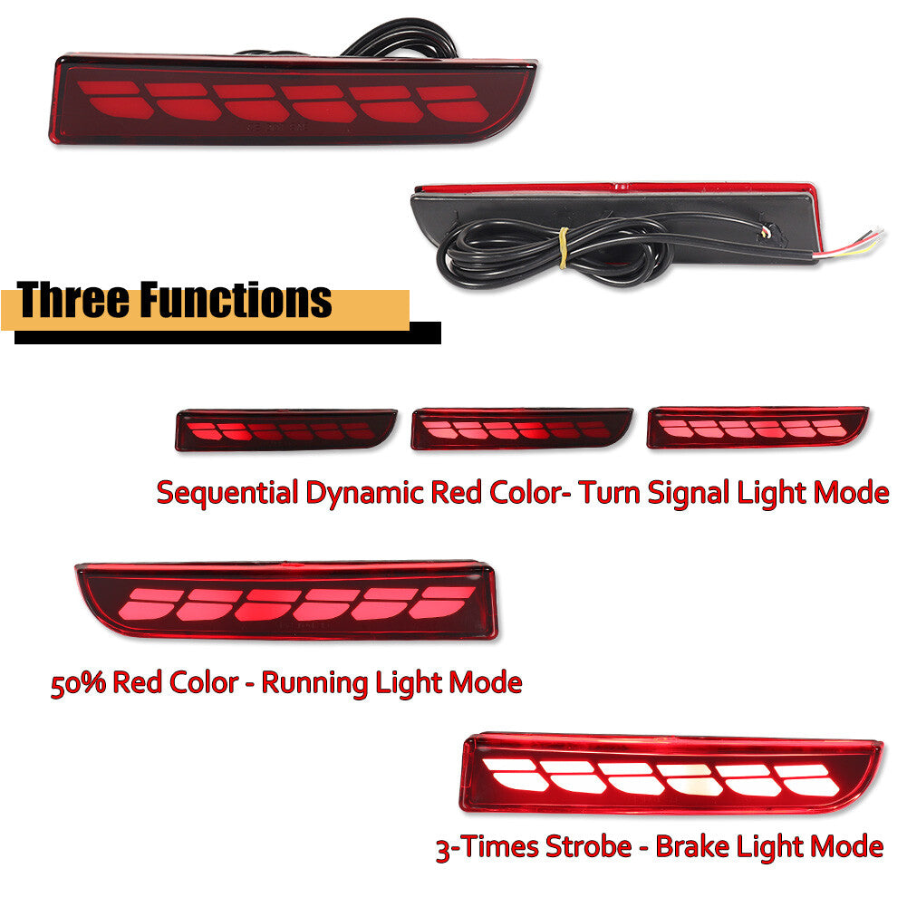 pair of red LED rear bumper reflector lights for Lancer Evo X Outlander- v