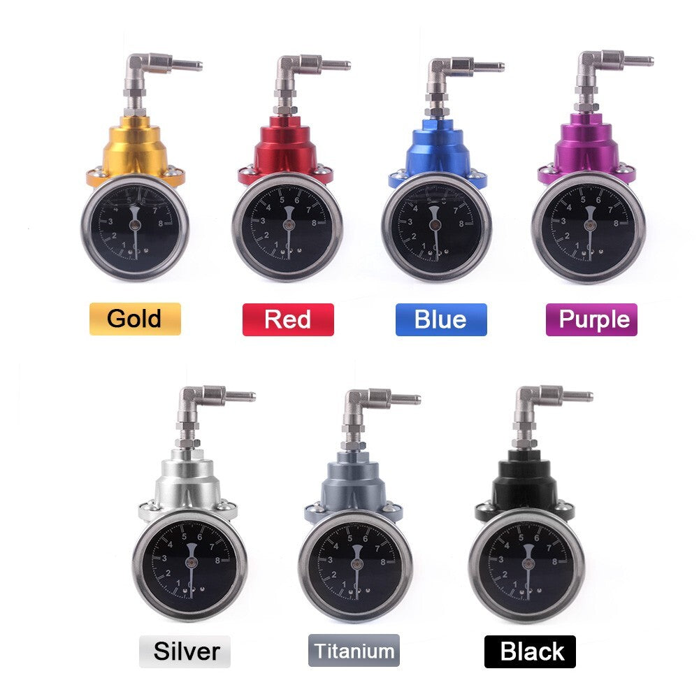 Gold Universal Adjustable Car Fuel Pressure Regulator with Oil Gauge Kit