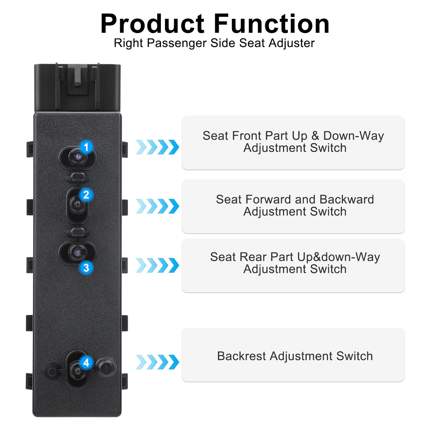 Right front passenger side power for seat control switch 12451498 is applicable to for Chevrolet for GMC