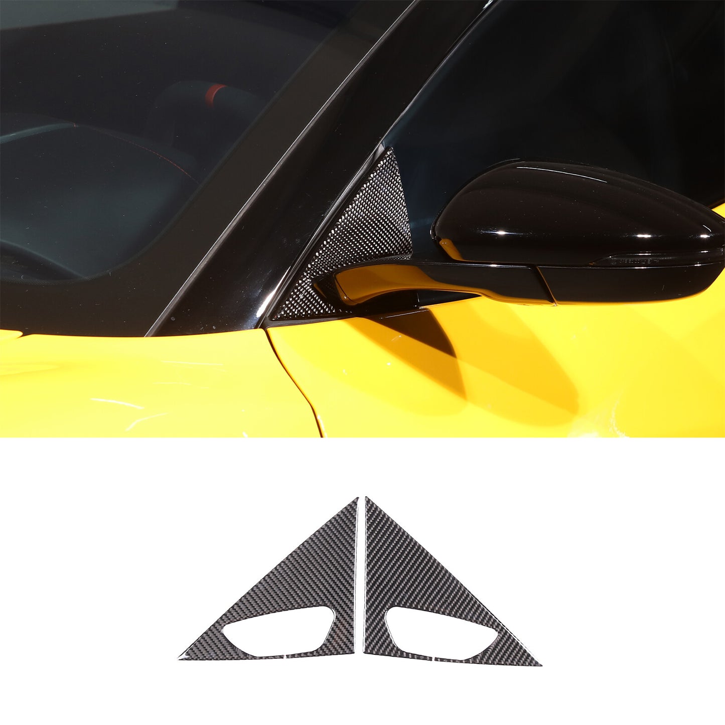 Carbon fiber front door window A-pillar triangular base trim for Lotus EMIR 22-24