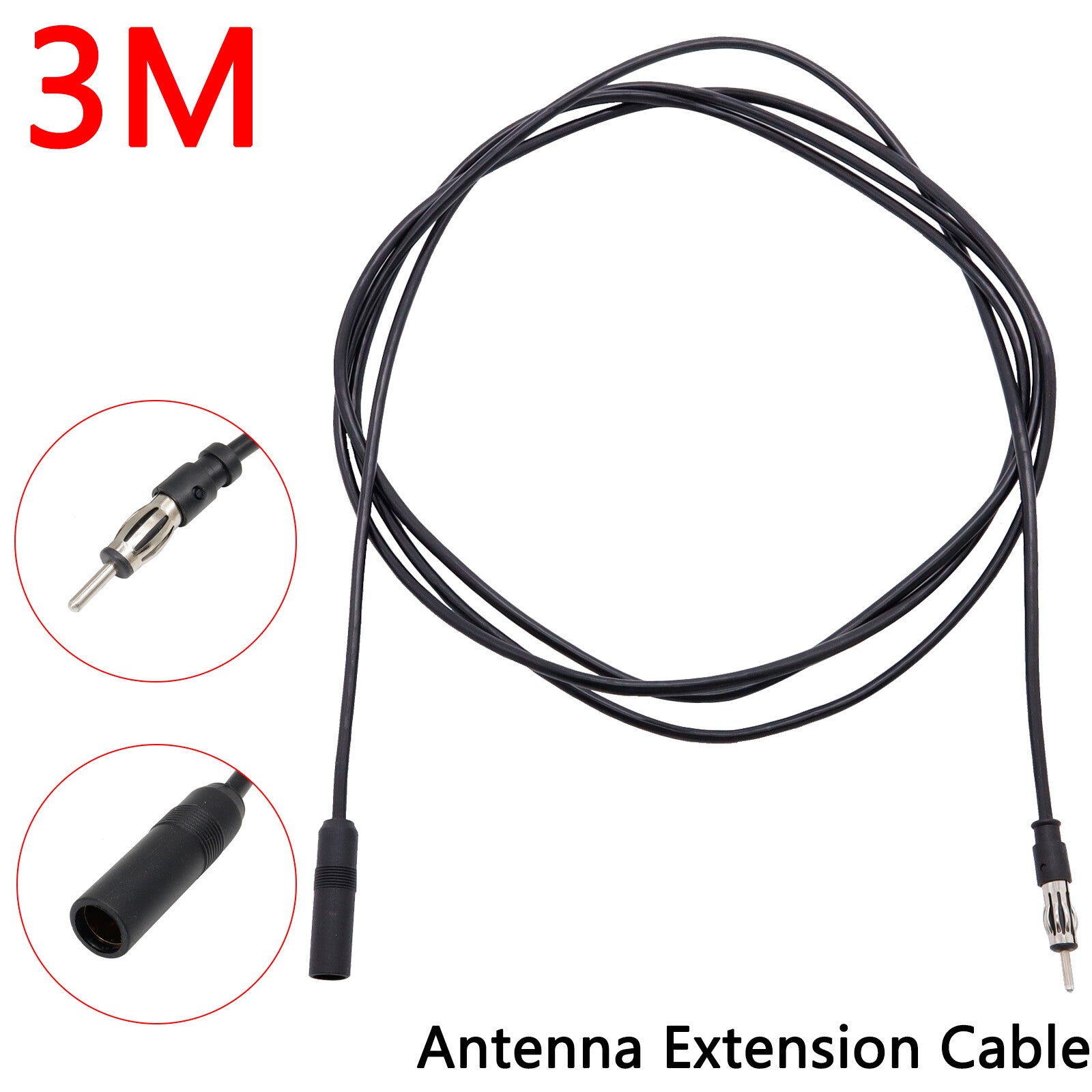 Car Auto Antenna Extension Radio Extension Lead DIN 3m / 300cm 9'ft Q