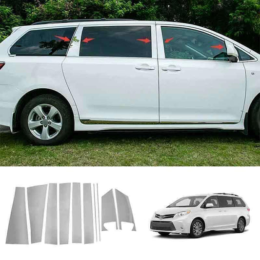 Silver Steel Window BC-Pillar Post Strip Moulding Trim for Toyota for Sienna 11-2020
