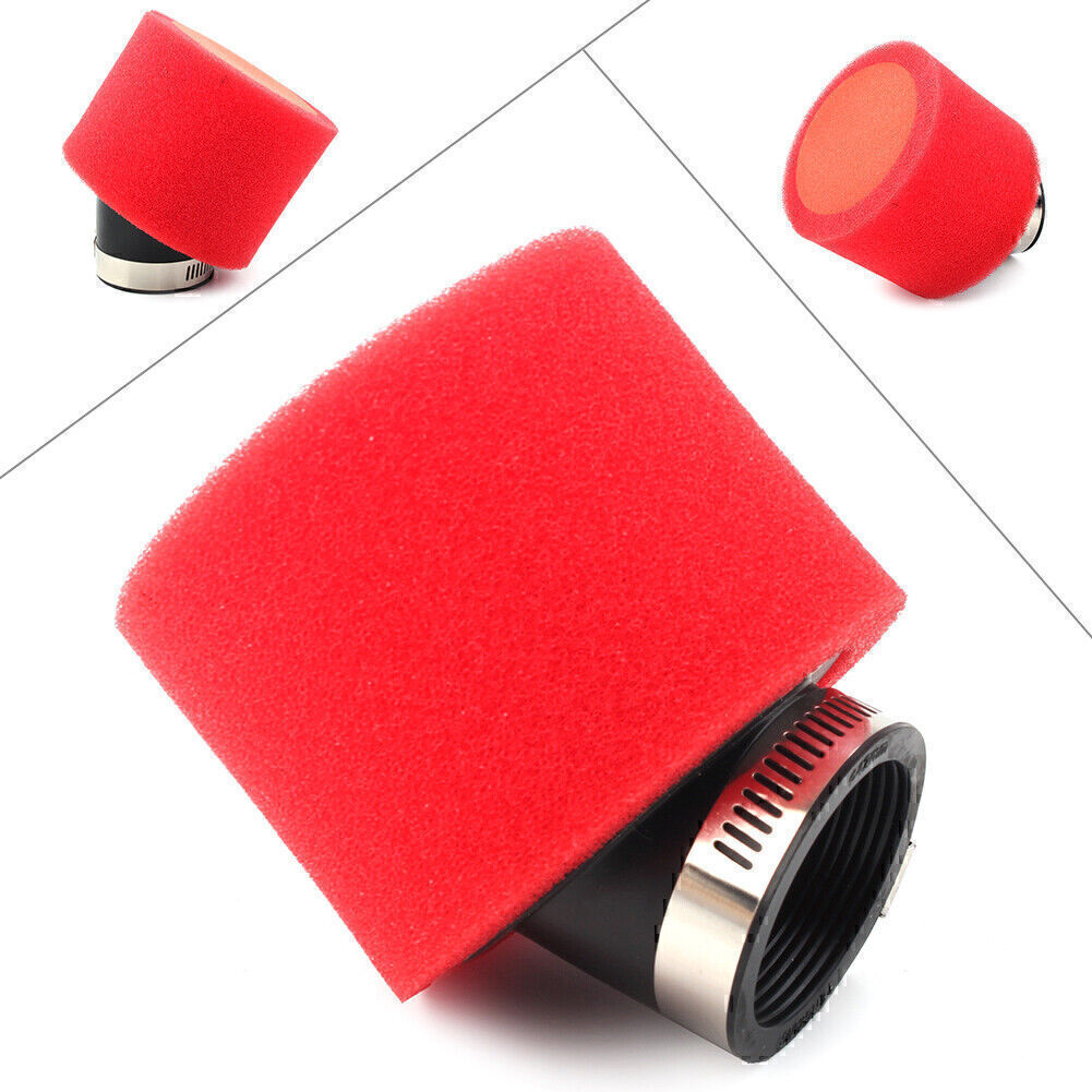 42MM Angled Red Moto Air Filter ATV Quad Go Kart CRF XR 50 70 Pit Dirt Bikes Red Q