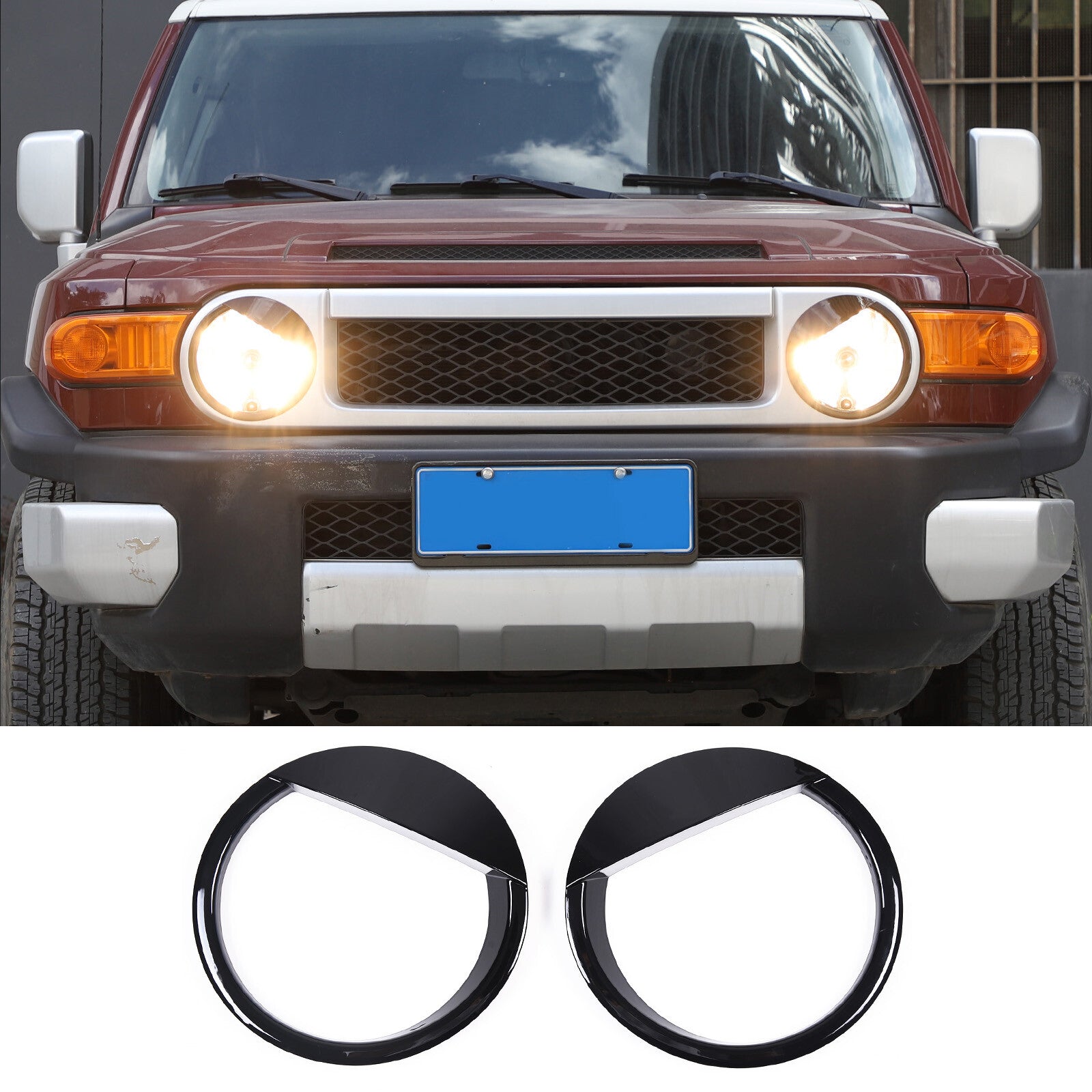 Black headlight and taillight trim covers for the FJ Cruiser 07+- n
