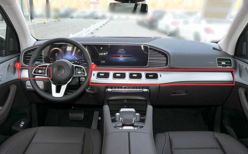 for Mercedes-Benz GLE GLS 2020-2023 Wood Grain Middle Console Dashboard Strip 2P