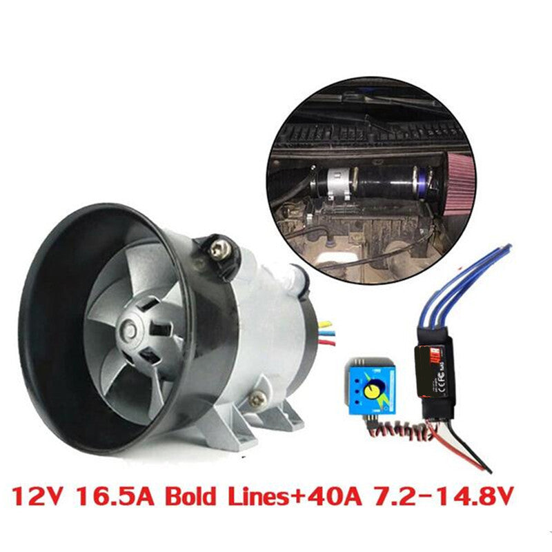 Universal Car Electric Turbine Power Turbo Charger Tan Boost Air Intake Fan 12V
