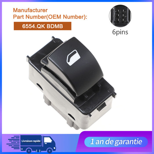 BOUTON DE LEVE VITRE AVANT DROIT POUR BERLINGO PARTNER 207 6490E2 6554QK n