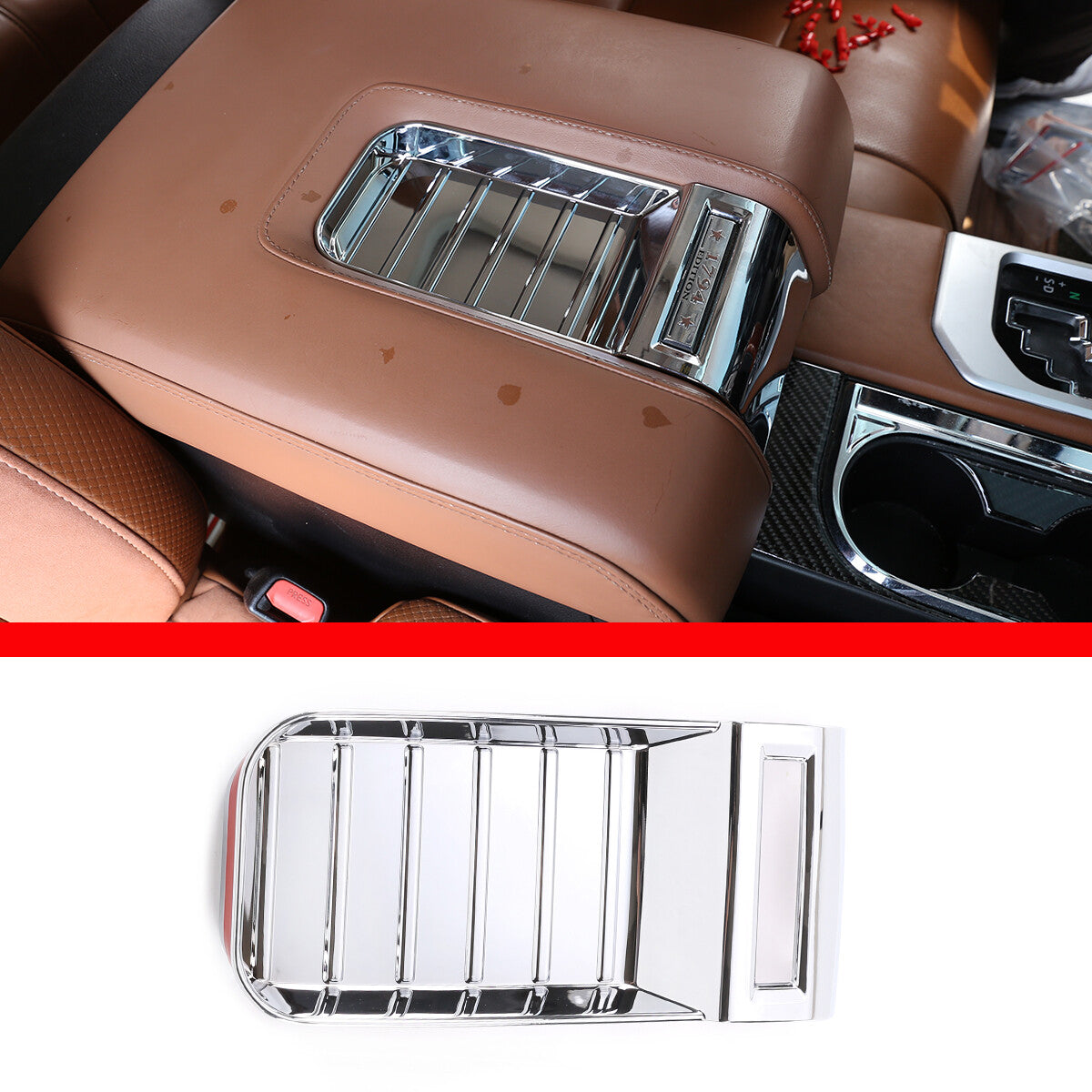 Chrome interior armrest box cover trim for Tenderra 2014-2020 ABS n